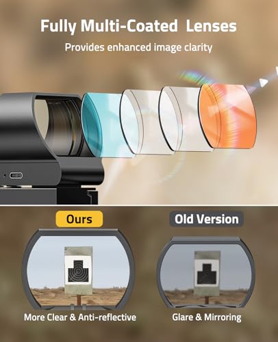 Rechargeable Red Dot Sight with 4 Reticle Options - Black