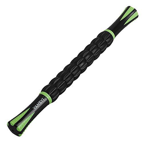 Deep Tissue Massage Stick - 9-Roller Muscle Recovery Tool - Black