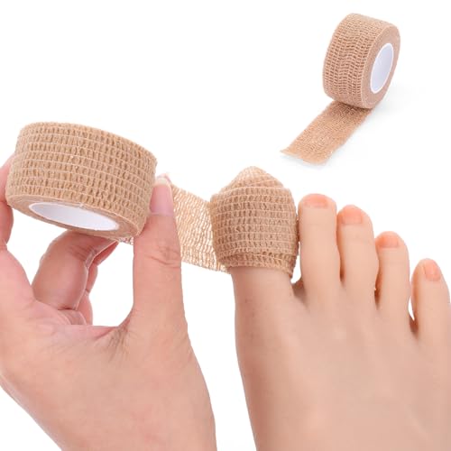 1 Inch Big Toe Protectors - 8 Rolls Self-Adhesive Bandage - Nude