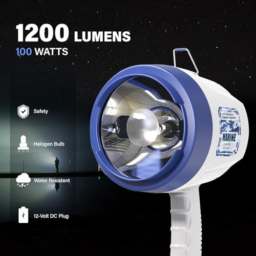 GOODSMANN Marine Spotlight Corded Handheld Corded Spot Lights for Boats 12 Volt DC Glare-Free Halogen Spotlight 9924-H202-01