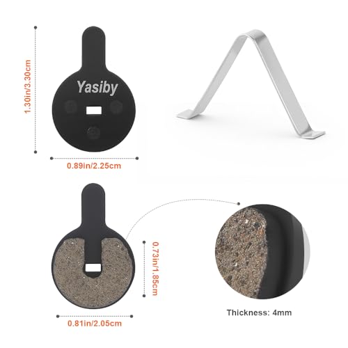 Yasiby Bike Brake Pads 4 Pairs Semi-Metallic & Organic for Kugoo G2 Pro, Bolids, Novela – Includes Installation Tools