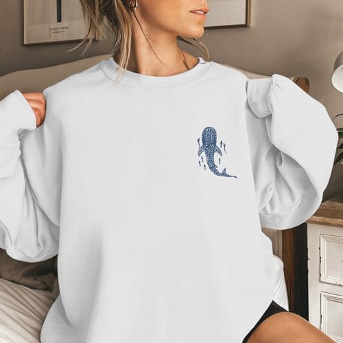 Christian Whale Shark Hoodie for Women - White, Medium