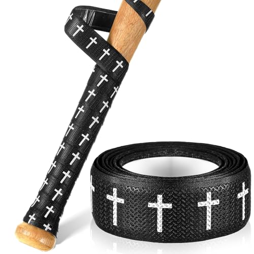 Cushioned Cross Design Bat Grip Tape for Baseball & Softball - Black