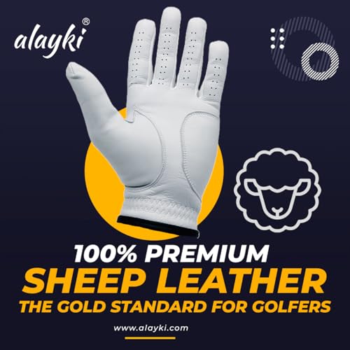 Premium Golf Glove - 100% Natural Sheep Leather - Left Hand Large