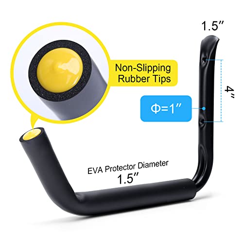 GEEDAR 100 LB Capacity (15") Heavy Duty Garage Storage Hooks (4packs) Kayak Storage Hanger Wall Mounted Rack for Hanging Ladders, Bikes