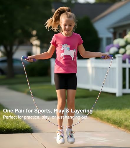 High Waisted Athletic Bike Shorts for Girls - 5" Black, Large-X-Large