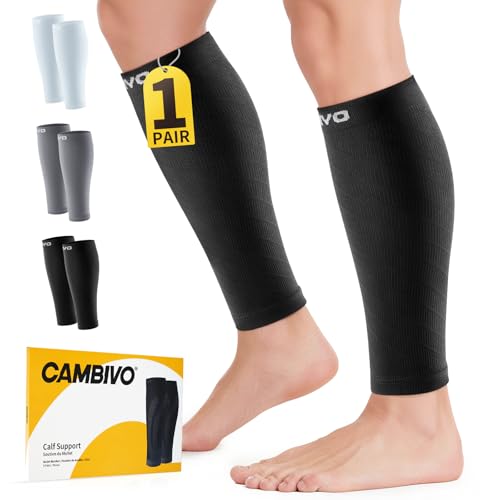 Calf Compression Sleeve - Footless Compression Socks, 1 Pair - Pure Black, Large-X-Large