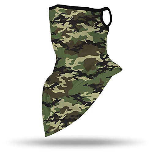 Neck Gaiter Face Mask - UV Protection, Ear Loop - Green & Black