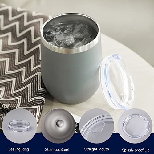 Insulated Stainless Steel Wine Tumbler with Lid - 12oz, Gray