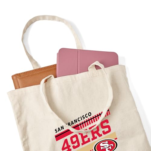 San Francisco 49ers Canvas Tote Bag with Shoulder Straps - 14" x 15" Beige