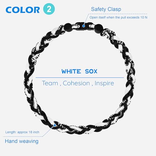 Baseball Rope Necklaces - 3 Pcs Braided Team Color Jewelry