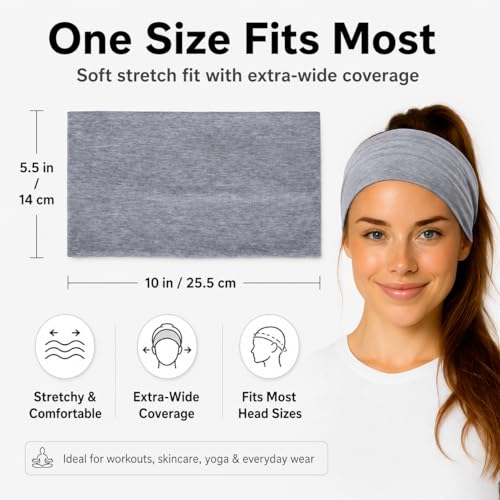 Extra Wide Headbands for Women - 3 Pack in Black, White & Gray