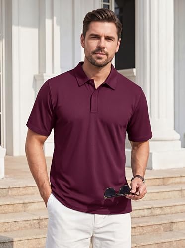 Cotrasen Men's Short Sleeve Pique Cotton Golf Polo Shirt Large Wintered