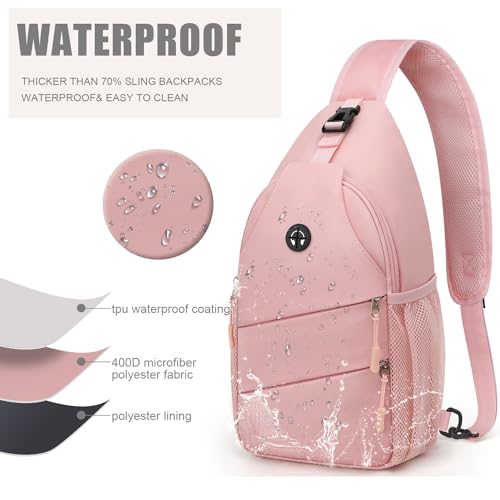 Pink Medium Crossbody Bag for Women Men - Convertible Sling Backpack
