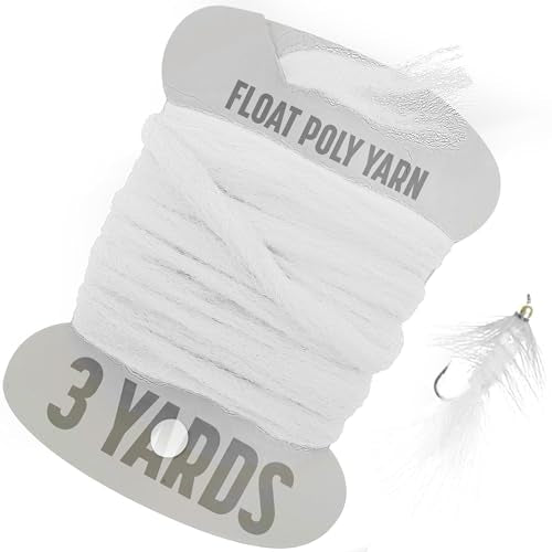 Creative Angler White Float Poly Yarn - Synthetic Fly Tying Material, Moisture-Resistant, 3 Yards