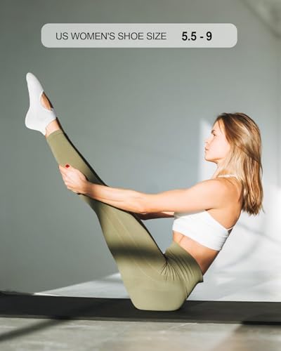 Non-Slip Grip Pilates Socks for Women - 4 Pairs, Small-Medium - Black/Purple/Pink/White