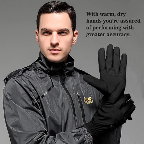 Winter Waterproof Ski Gloves with Touchscreen - Black With Buckle, Medium
