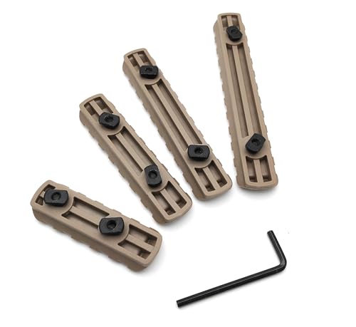 Polymer Picatinny Rail Sections Kit - 4-Pack, 5/7/9/11 Slots, Tan