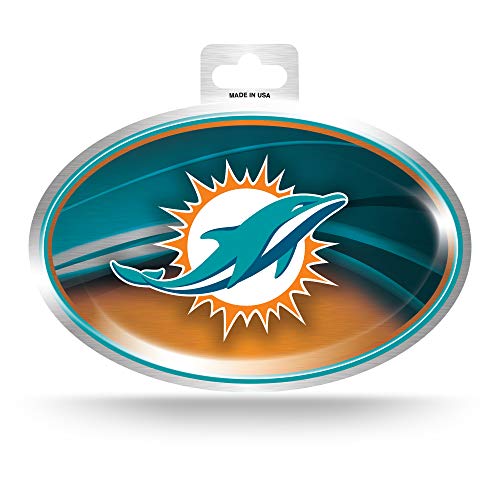 Miami Dolphins Metallic Team Logo Sticker - 3.75x5.75 Inches