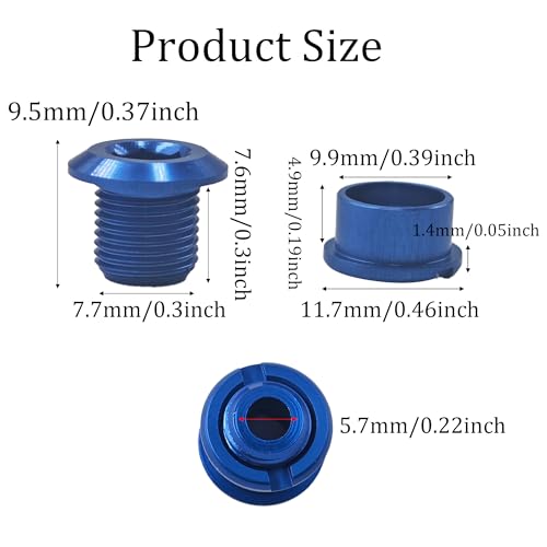 Blue Chainring Bolts - 5pcs 7075 Aluminum with Tool