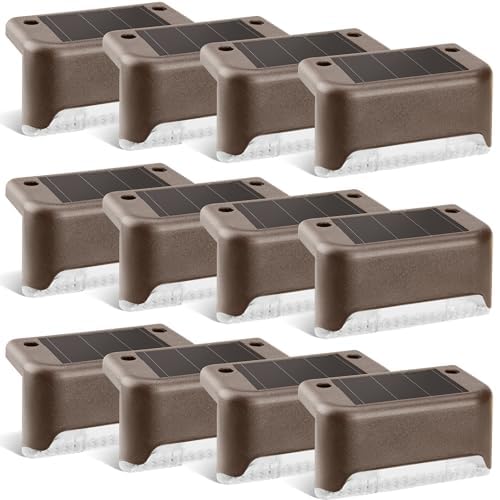 PATIOWIN Solar Deck Lights Outdoor, Solar Step Lights Waterproof Led Lights for Outdoor Stairs, Step, Fence, Patio,Yard,Porch and Balcony(12 Pack,Warm White)