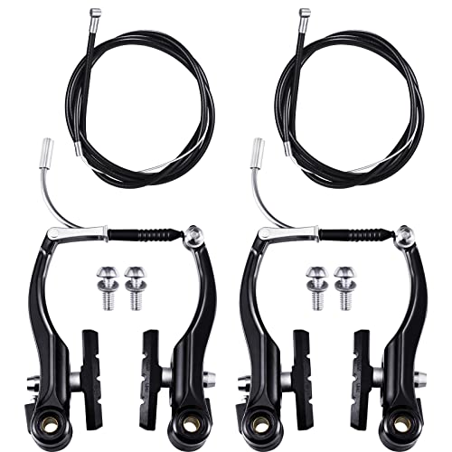 2 Sets V-Type Bike Brakes with Cables & End Caps for Mountain Bikes