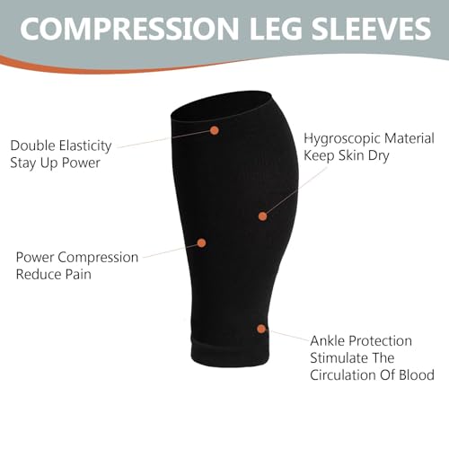 Plus Size Compression Leg Sleeves for Women& Men 15-20mmHg Wide Calf