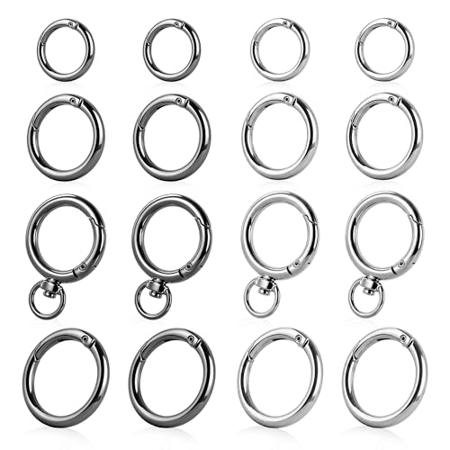 16PCS Round Carabiner Clips Set - Keyrings for DIY & Organizing