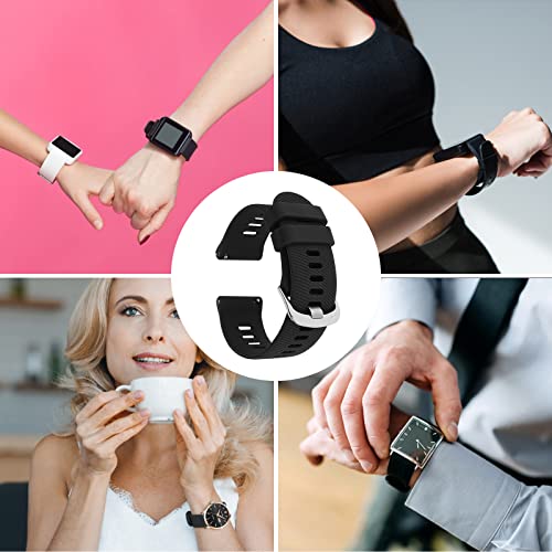 20mm Black Silicone Rubber Watch Band with Stainless Steel Buckle