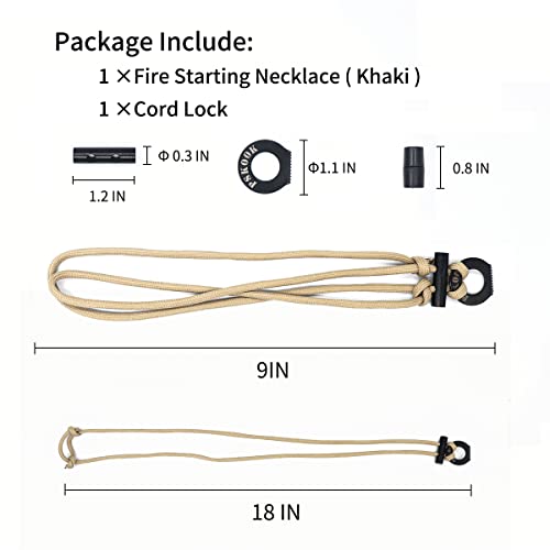 Survival Paracord Necklace with Flint - Khaki Fire Starter