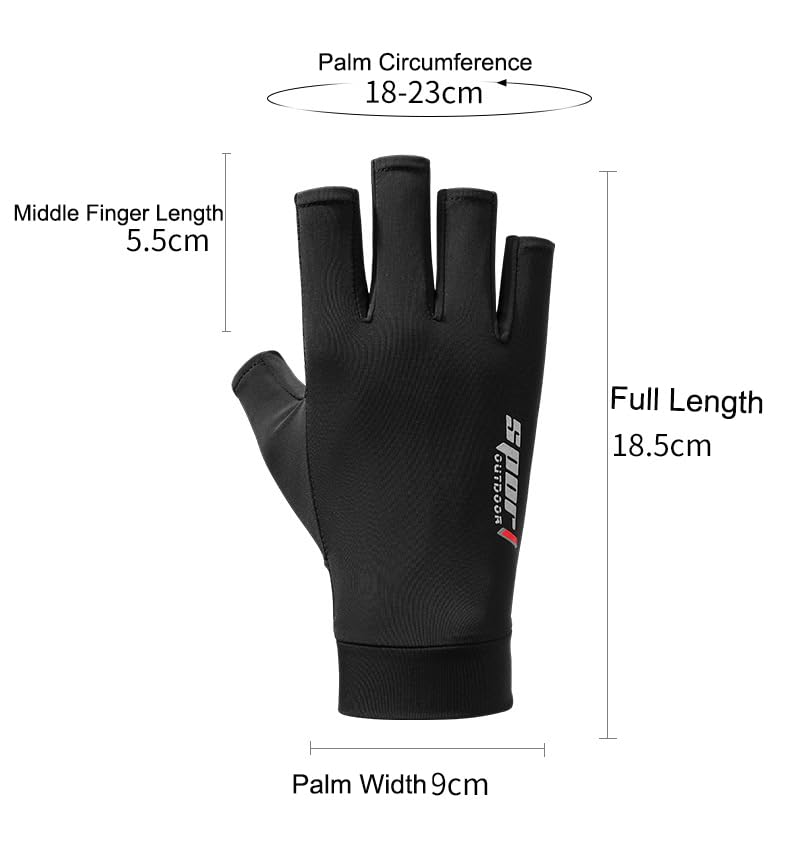 UPF 50+ Fingerless Sun Protection Gloves for Fishing and Driving - Black