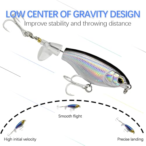 Top Water Fishing Lures with 3D Eyes - 5pcs Bass Bait