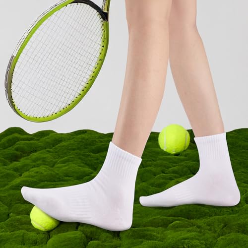 Ankle Quarter Socks for Women - 3 Pairs Solid White + 2 Pairs Striped