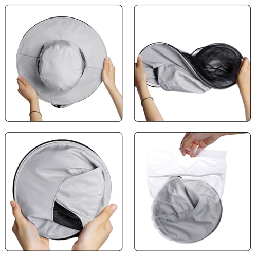 Mosquito Head Net Hat with Hidden Mesh - Grey