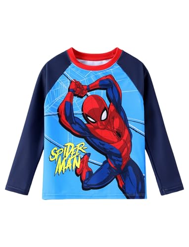 Kids UPF 50+ Long Sleeve Rash Guard Swim Shirt - Marvel Spiderman - 3-4T