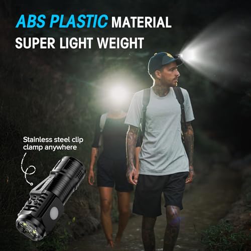 LETMY Rechargeable Mini Flashlights with Magnetic Base, 2 Pack Bright