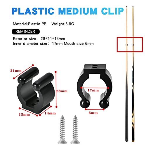 12 PCS Pool Cue Holder Clamps with Screws - Medium Size