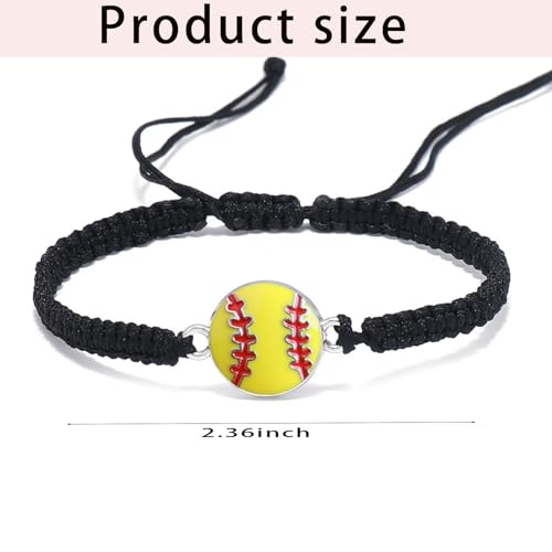 Adjustable Braided Sport Bracelets - Softball Fan Jewelry - 2pcs