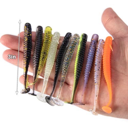 3'' Soft Plastic Swimbait Fishing Lure - 10 Pack - Pearl