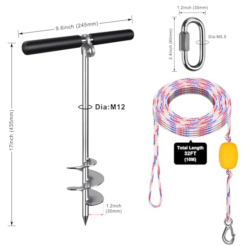 Insaga 17'' Sand Anchor with 32ft Rope for Boat Kayak Jet Ski, Stainless Steel