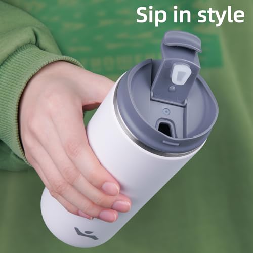 Insulated Travel Coffee Mug with Lid - Beige, 12oz