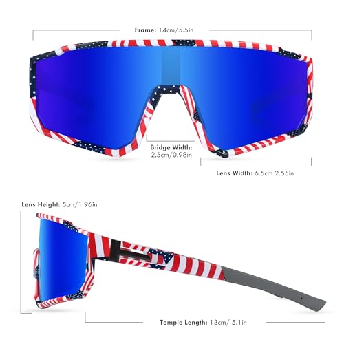 Kids Polarized Baseball Sunglasses with UV400 Protection - Flag Frame Blue Lenses
