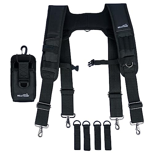 MELOTOUGH Tool Belt Suspenders Construction Bag Suspenders Padded Work belt Suspenders for Carpenter/Electrician/Roofing/Farmer work Suspension Rig(H Back)