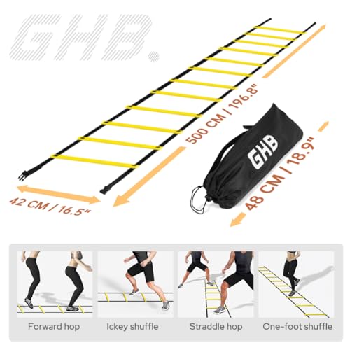 12 Rung Agility Ladder - 20ft Speed Training Equipment with Bag