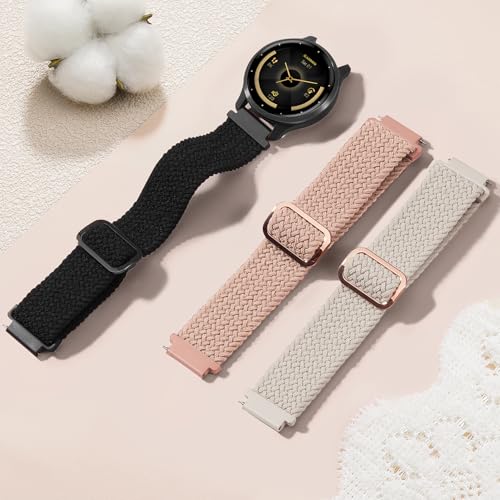 Garmin Venu 41mm Compatible Braid Bands - Apricot, Black, Pink