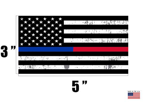 Thin Red and Blue Line Flag Car Decal - 3x5 Inch Vinyl Sticker