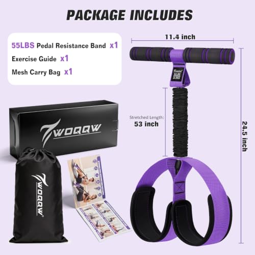 Purple Large Resistance Pedal Bands for Full Body Workout & Physical Therapy