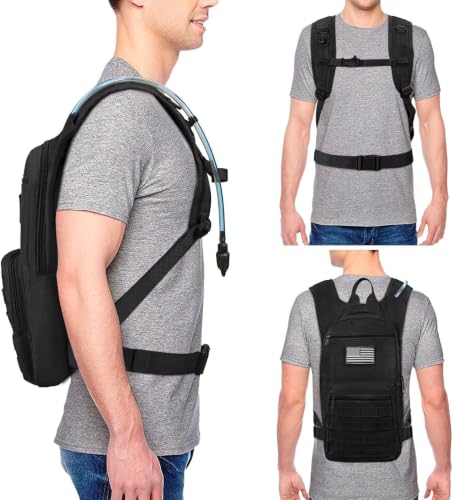 NOOLA Black Hydration Backpack with 3L TPU Water Bladder, Tactical Outdoor