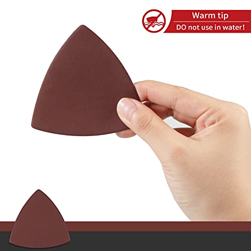 30 Pcs 3-1/8 Inch (80mm) Triangular Hook & Loop Oscillating Multitool Sanding Pads Triangle Sanding Pads 1200 Grit No Hole Triangle Sandpaper Detail Sander Sandpaper for Wood Metal Polishing