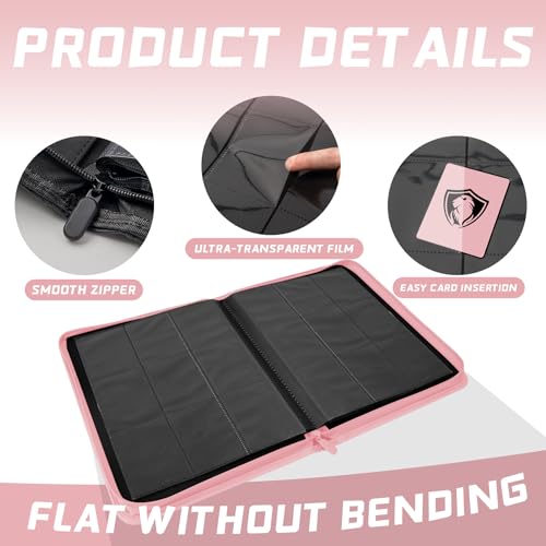Premium 9-Pocket Trading Card Binder - 360 Capacity, Waterproof, Pink